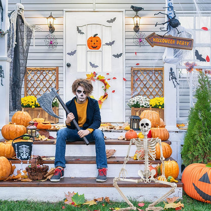 Abakuku 36" Halloween Skeleton Decorations,Human Bones for Halloween Party with Movable Joints,for Haunted Houses, Front Lawn, Graveyard Props