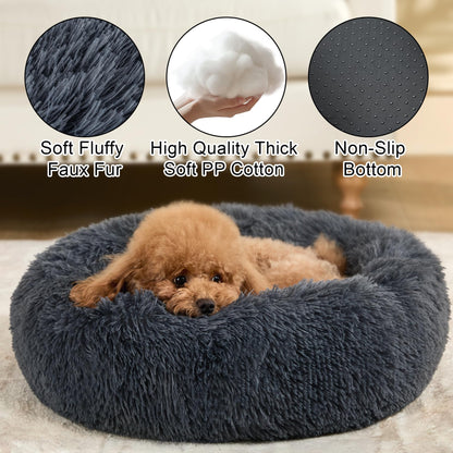 kimpets Snuggle Dog Bed, Comfy Calming Dog Bed, Machine Washable Dog Bed for Medium Dogs, Cute&Fuzzy&Anti Anxiety Dog Bed, 27.5'' Soft Bean Dog Bed, Up to 25lbs Cozy&Comfy Dog Beds for Medium Dogs