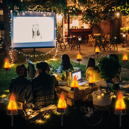 Toodour Solar Halloween Lights Outdoor, 4 Pack Solar Torch Lights with Flickering Flame, Waterproof LED Flame Torches - Outdoor Light for Camping Garden Landscape Yard Halloween Decorations