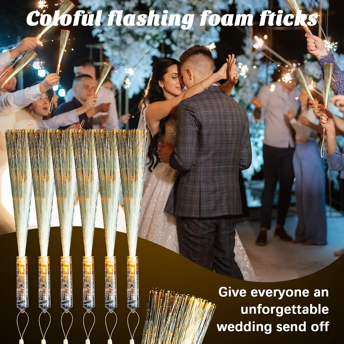 Kasyat 10 Pieces Fiber Optic Wand Light up Glow Stick LED Colorful Flashing Wands for Wedding, Halloween, Christmas Neon Party Favors Supplies(Clear)