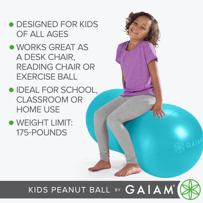 Gaiam Kids Active Seat Peanut Shaped Bounce Desk Chair, Exercise Yoga Balance Sitting Ball, Flexible Seating, Wiggle Seat for Boys and Girls
