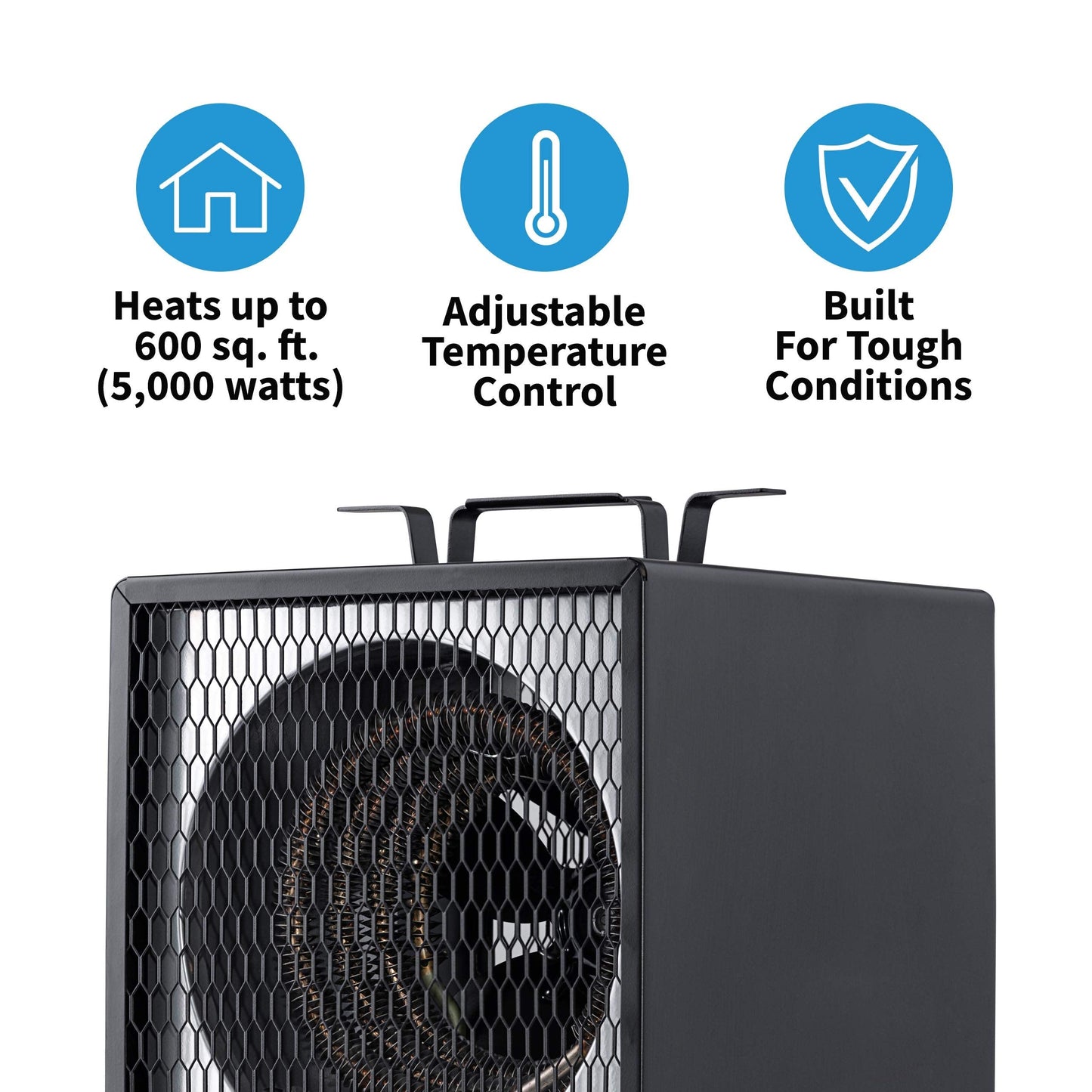 Newair 5600W Portable Electric Garage Heater - Heats Up to 600 sq. ft. with 6-Foot Cord Wrap and Carrying Handle, Space Heater Ideal for Garage, Bedroom, Dorm, and Office