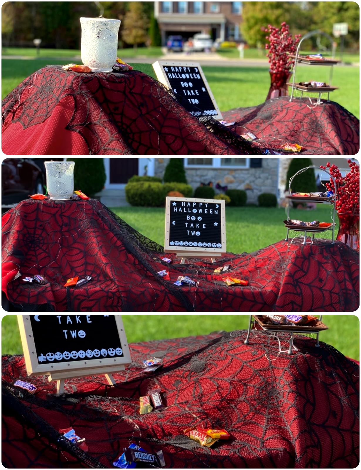 Halloween Table Cloth, Black Spider Web Lace Tablecloth for Rectangle Tables, Gothic Halloween Decor for Masquerade, Scary Movie Nights, Dinner Party Table Decorations 60 x 71 inch