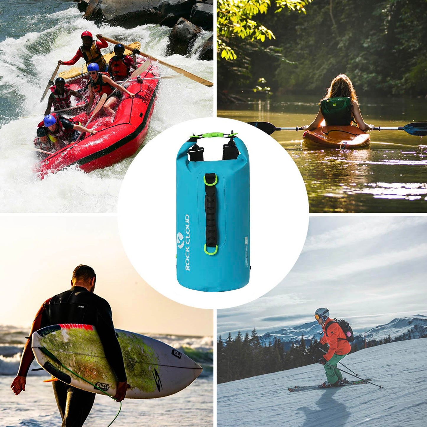 ROCK CLOUD Dry Bag Waterproof 10L Dry Sack for Kayaking Rafting Boating Beach Surfing Swimming Canoe Camping Hiking Fishing Ski