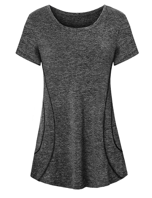 Fitness Yoga Shirts Tops for Women,Cucuchy Juniors Workout Clothes Cute Short Sleeve Round Neck Casual Tee Shirt Flowy Athletic Wear Fast Fit Hiking Running Sport Clothing Funny Outfit Black M