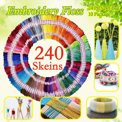 LE PAON Embroidery Floss 240 skeins 100% Egyptian Long-Staple Cotton Cross Stitch Threads -Friendship Bracelets String -Mercerized Crafts Floss Total 1920M 8M/pc 24pcs/Bag 10package