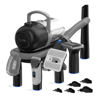 FurMe Original Pet Grooming Vacuum Kit - Cat & Dog Grooming Kit for Easy Pet Care at Home, Quiet & Safe Dog Hair Remover Machine with Brush, Clipper, Shedding & Cleaner Tools & 1L Canister