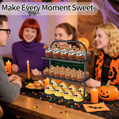 Cupcake Stand, 3 Tier Halloween Cupcake Stand for 50 Cupcakes Wood Large Dessert Stand Cupcake Display Stand Cupcake Tower for Farmhouse Decor, Party Serving Tray, Vendor Dessert Table Display Set