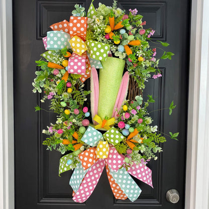 Leecogo Easter Ribbon Wired,2 1/2”x10 Yard,Orange Polka Dots Ribbon for Easter, Christmas, Wreath, Spring, Summer, Wedding, Baby Shower, Birthday