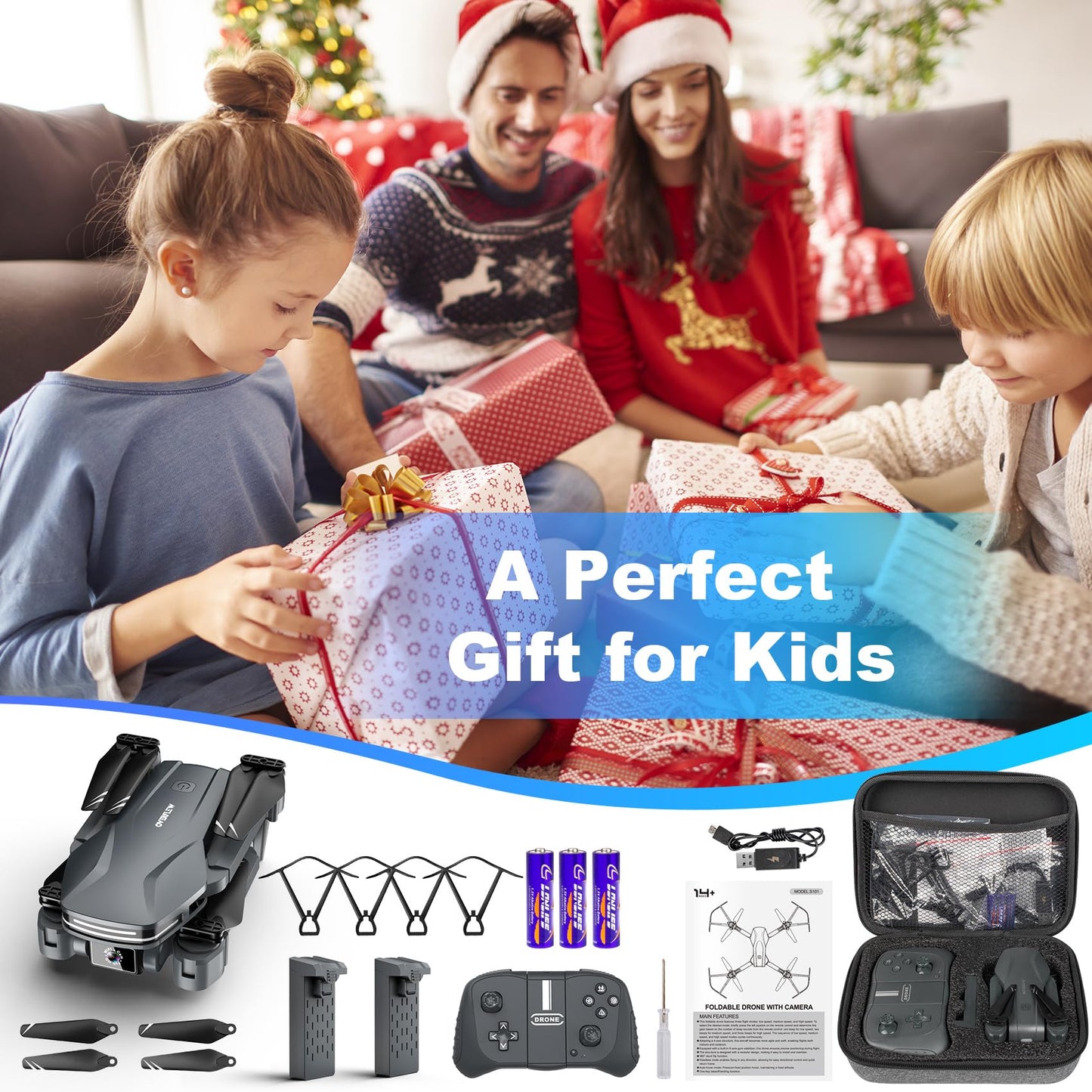 Drones with Camera for Adults 1080P HD Foldable Drone with Carrying Case Drones for Kids with One Key Take Off/Land, 3 Speed Mode, 360° Flip Grey