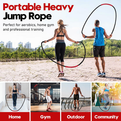 Jump Rope, 3LB Weighted Jump Rope for Fitness, 9.8ft Heavy Jumping Ropes for Exercise, Adult Workout Rope for Men & Women Improve Strength, Skipping Rope for Gym Training, Home Workout