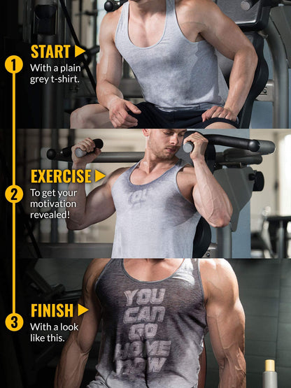 Actizio Men's Workout Shirt Cotton Fabric Tank Top Sleeveless Sweat Activated Motivational Exercise Gym Athletic Fit Moisture Wicking Fitness Shirt - You Can Go Home Now (Size M)