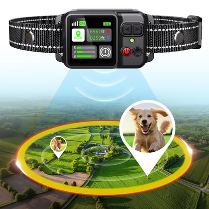 GPS Wireless Dog Fence System - Dog Collar, Electric Circular Fence for Dogs | Safe Zone Radius up to 6561 ft | GPS Positioning, Protection Mode, 100% Waterproof | Outdoor Use Only