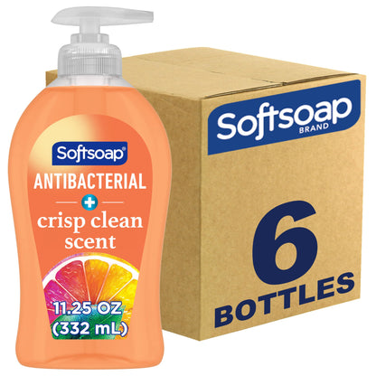Softsoap 44571 Antibacterial Hand Soap, Crisp Clean, 11 1/4 oz Pump Bottle, 6/Carton