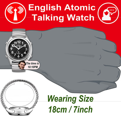 FIVE SENSES Atomic Talking Watch Seniors Men Women Loud Talking Sound Alarm for Visually Impaired (Dark Grey)