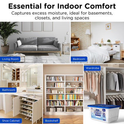 W&E Choice Moisture Absorbers, Portable Humidity Absorber Boxes for Your Bathroom, Closet & Car, Dehumidifier with Fragrance Free, 6 Pack