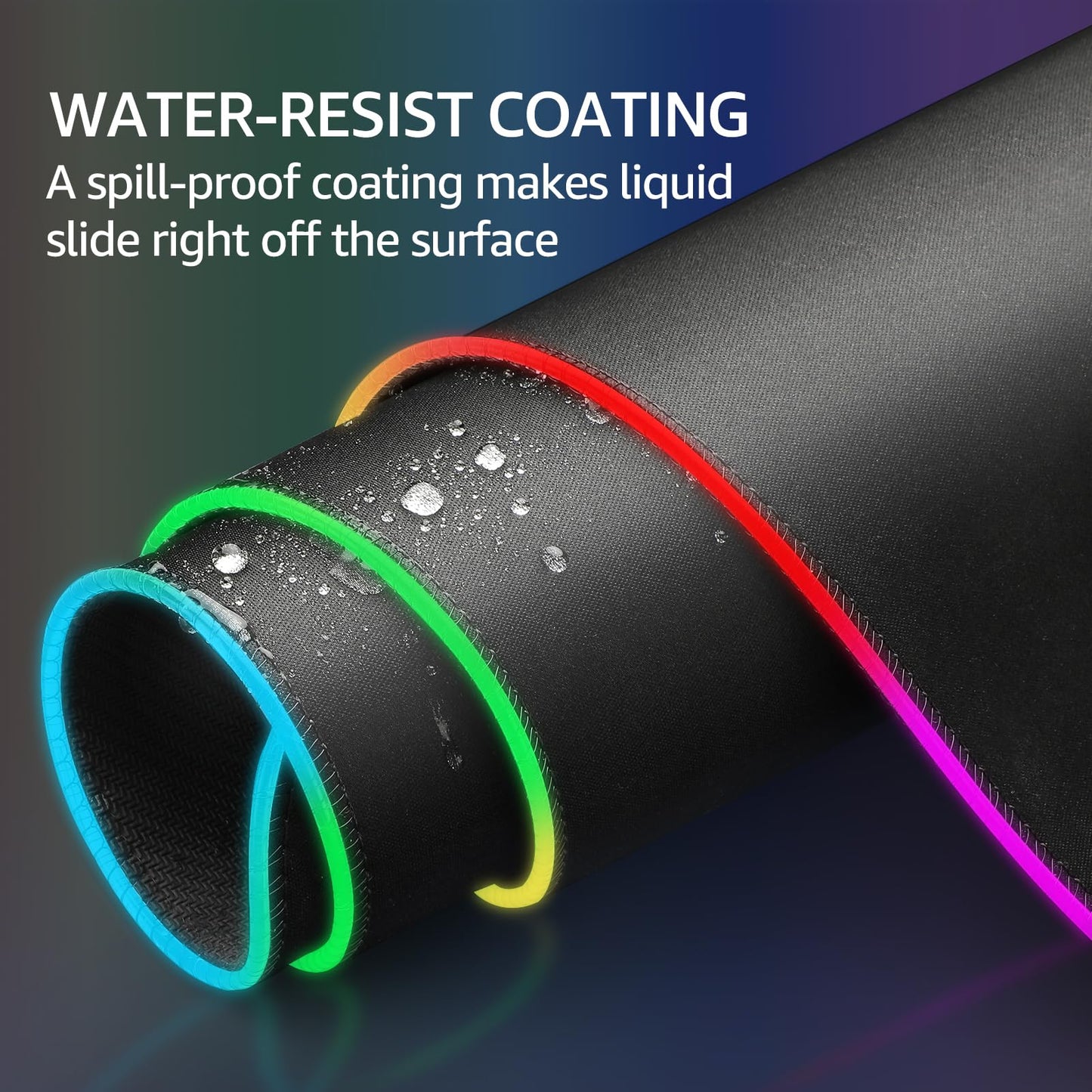 KTRIO RGB Large Gaming Mouse Pad with Stitched Edges, Superior Micro-Weave Cloth, Non-Slip Base, Water Resist Coating, 31.5 x 11.8 in, RGB Black