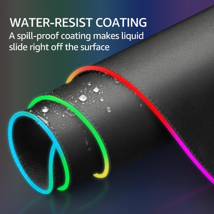 KTRIO RGB Large Gaming Mouse Pad with Stitched Edges, Superior Micro-Weave Cloth, Non-Slip Base, Water Resist Coating, 31.5 x 11.8 in, RGB Black