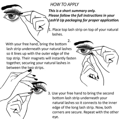 Lash'd Up Magnetic Eyelashes Without Eyeliner 3 Magnets (Can also be worn as Dual Magnets) Full Eye Snap-on Set Soft Faux Silk Vegan (Very Natural)
