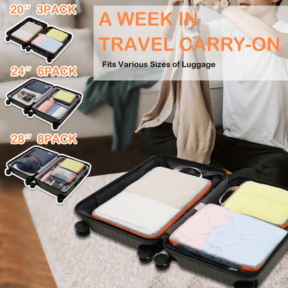 Cipway Compression Packing Cubes, See Through Mesh Luggage Organizer Bags, Travel Essentials for Carry on Suitcase with Laundry Bag and Clear Toiletries Bag（6Pcs,Grey）