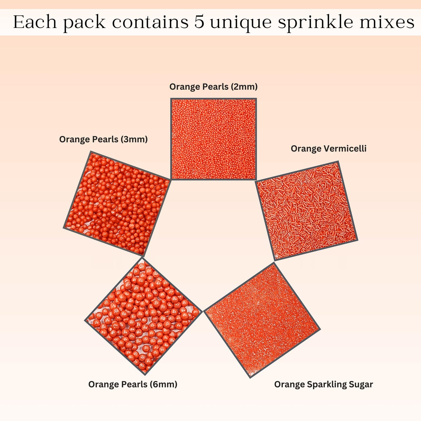 Confect Orange Sprinkles – Halloween Edible Sprinkle Mix | Assorted 5-Pack with Orange Dragees, Jimmies & Sparkling Sugar | Spooky-Night Sprinkles | Cake & Cupcake Decorating Topping | Vegan, Gluten-Free – 5 Oz