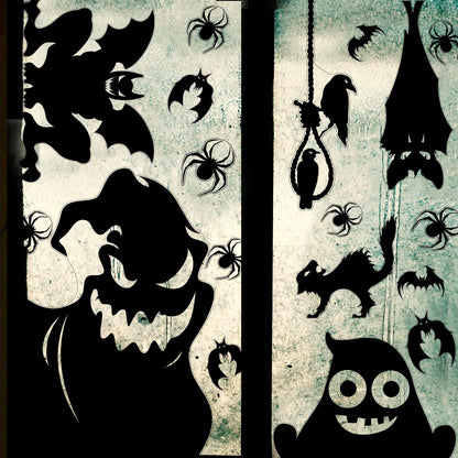 FOIMAS Halloween Window Cling Sticker,Giant Spooky Monster Silhouette Window Decals for Haunted House Halloween Home Decoration,4 Sheets