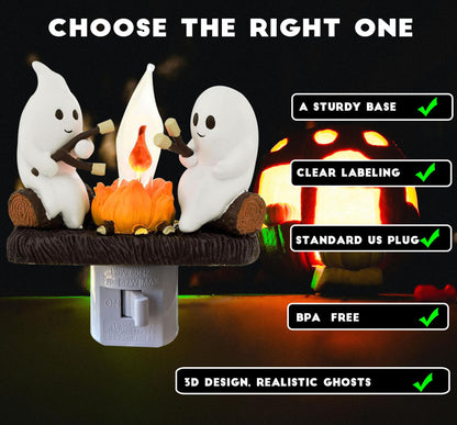 Ghost Campfire Nightlight, Ghost Campfire Flickering Nightlight, Campfire Flame Halloween Nightlight