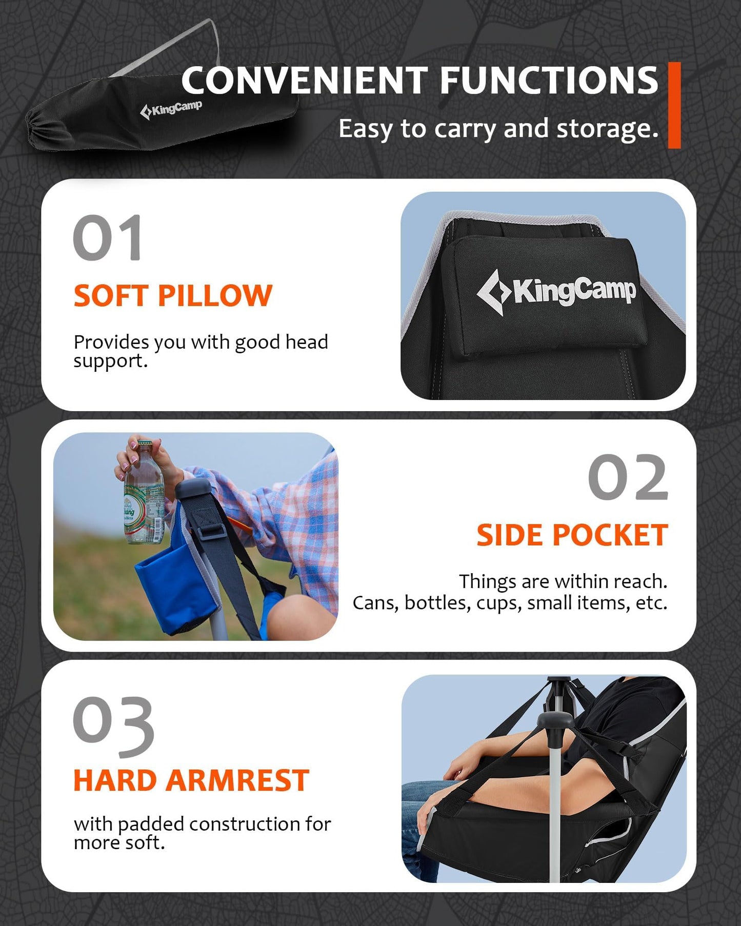 KingCamp Hammock Camping Chair, Swinging Portable Folding Camp Chairs for Adults 400lbs Heavy Duty Foldable Oversized Rocker with Aluminum Alloy Frame Cup Holder Pillow for Outdoor Beach Patio Sport