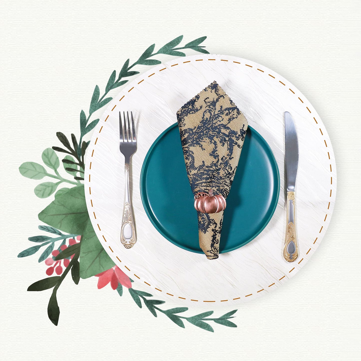 Halloween Napkin Rings Set of 8 Fall Harvest Thanksgiving Pumpkin Napkin Holders Holiday Wedding Dinner Parties Home Table Decoration