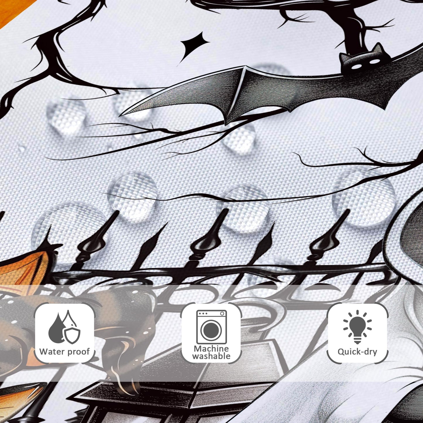 Riyidecor Funny Raccoon Halloween Shower Curtain Cute Pumpkin Sunflower Ghost Spooky Bat Black Cat Animal Leaves 60Wx72H Inch Tree Fence Cool Fabric Decor Bathroom Polyester Waterproof 12 Pack Hooks