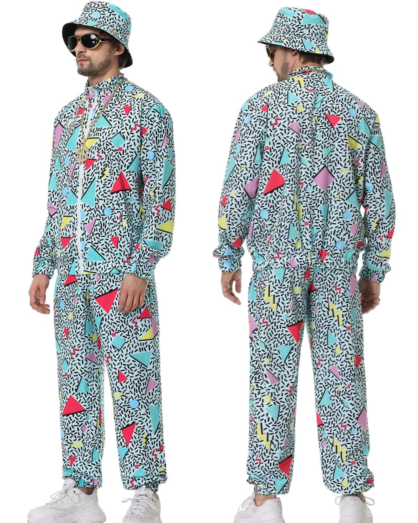 Deaboat Track Suits Mens Festival Outfit Halloween Cosplay Costume Men Outfit Holiday Tracksuit 90s Mens Clothing Windbreaker Set 9Pcs(Green/S)