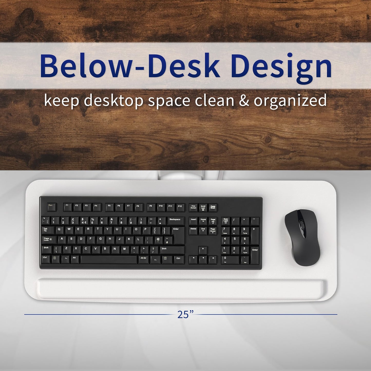 VIVO Adjustable Computer Keyboard & Mouse Platform Tray Ergonomic Under Table Desk Mount Drawer Underdesk Shelf (MOUNT-KB03B)