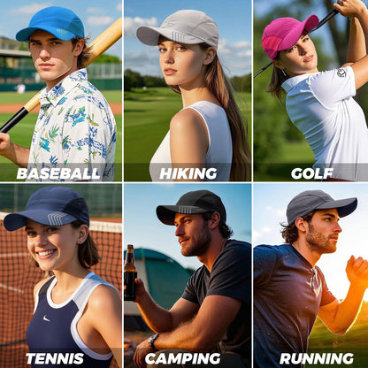 Croogo Quick Drying Sun Hat UPF 50+ Baseball Cap Summer UV Protection Outdoor Cap Men Women Sport Cap Hat, Black, 21.6-24.4 inch