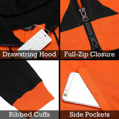 COOFANDY Pumpkin Jumpsuits Halloween Onesie Hooded Romper (Orange Pumpkin XXL)