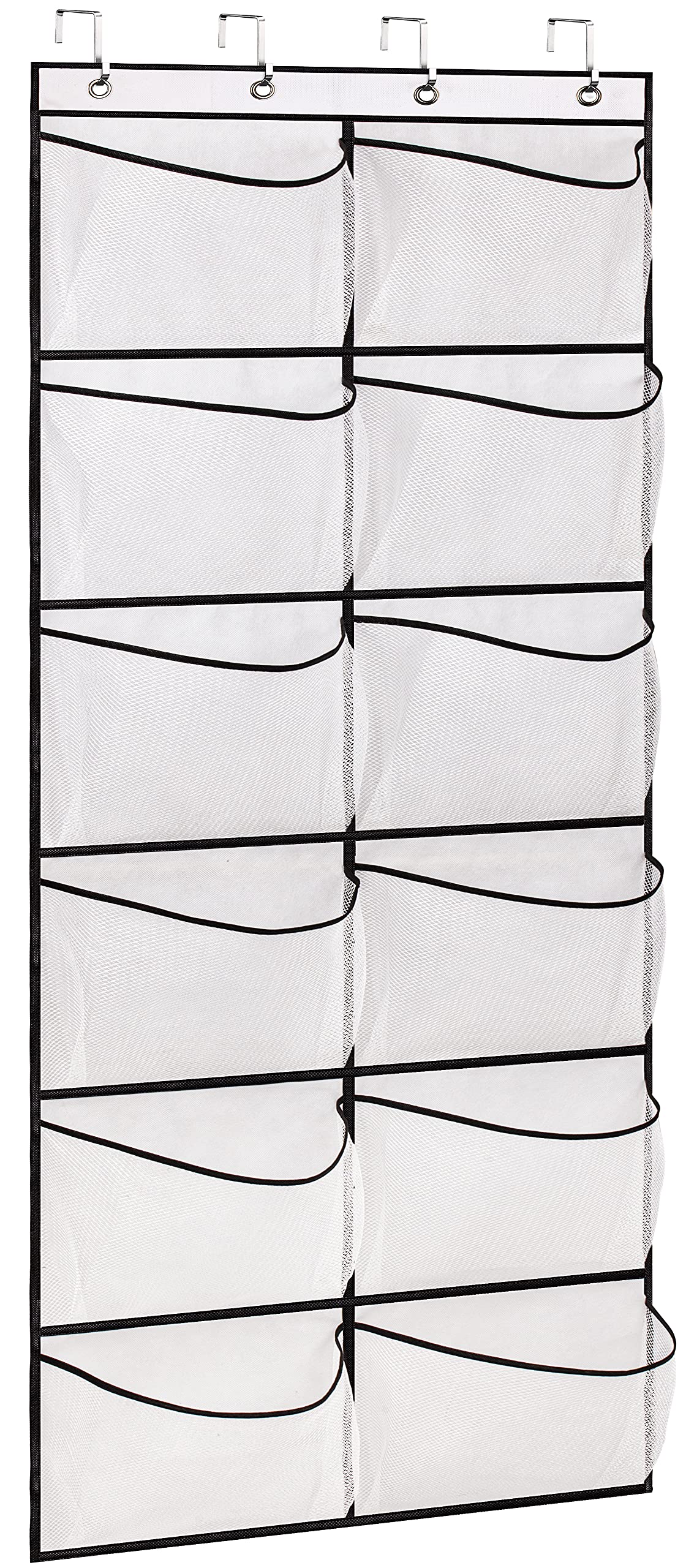 KIMBORA Over The Door Shoe Organizer 12 Large Mesh Pockets Boots Hanging Storage Shoe Rack for Closet White