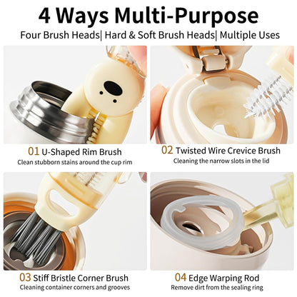 3 PCS Bottle Brush - Upgrade 4 in 1 Cup Lid Gap Cleaning Brush Set, Multifunctional Insulation Bottle Cleaning Tools, Mutipurpose Tiny Silicone Cup Holder Cleaner, Home Kitchen Cleaning Tools