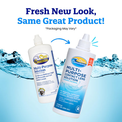 Cruelty-Free Contact Lens Solution 12oz - Multipurpose Cleaner & Sterile Isotonic Eye Contacts Care by Clear Conscience (2 Pack)