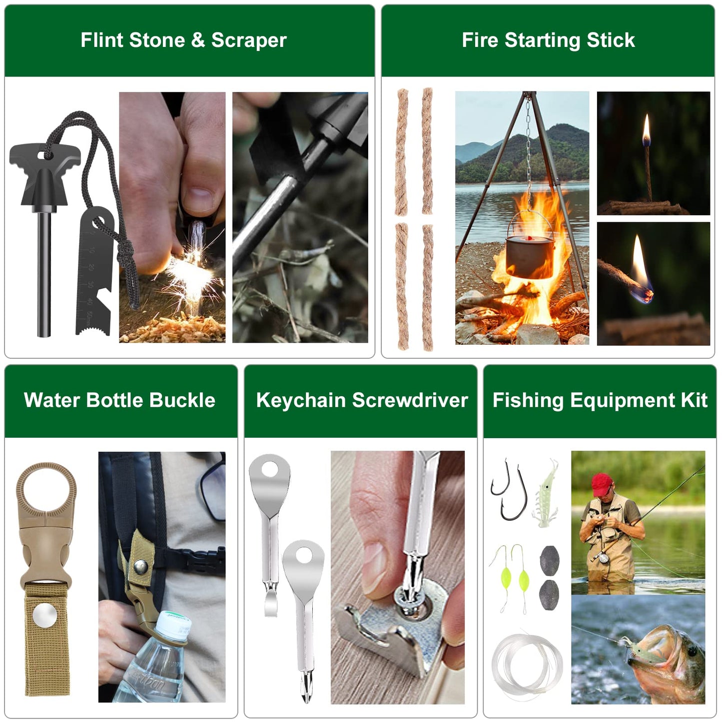 Gifts for Men Dad Husband Teenage Boy, Survival Kit 28 in 1, Survival Gear Tool Emergency Tactical Equipment Supplies Kits for Families Outdoors Camping Hiking Adventures