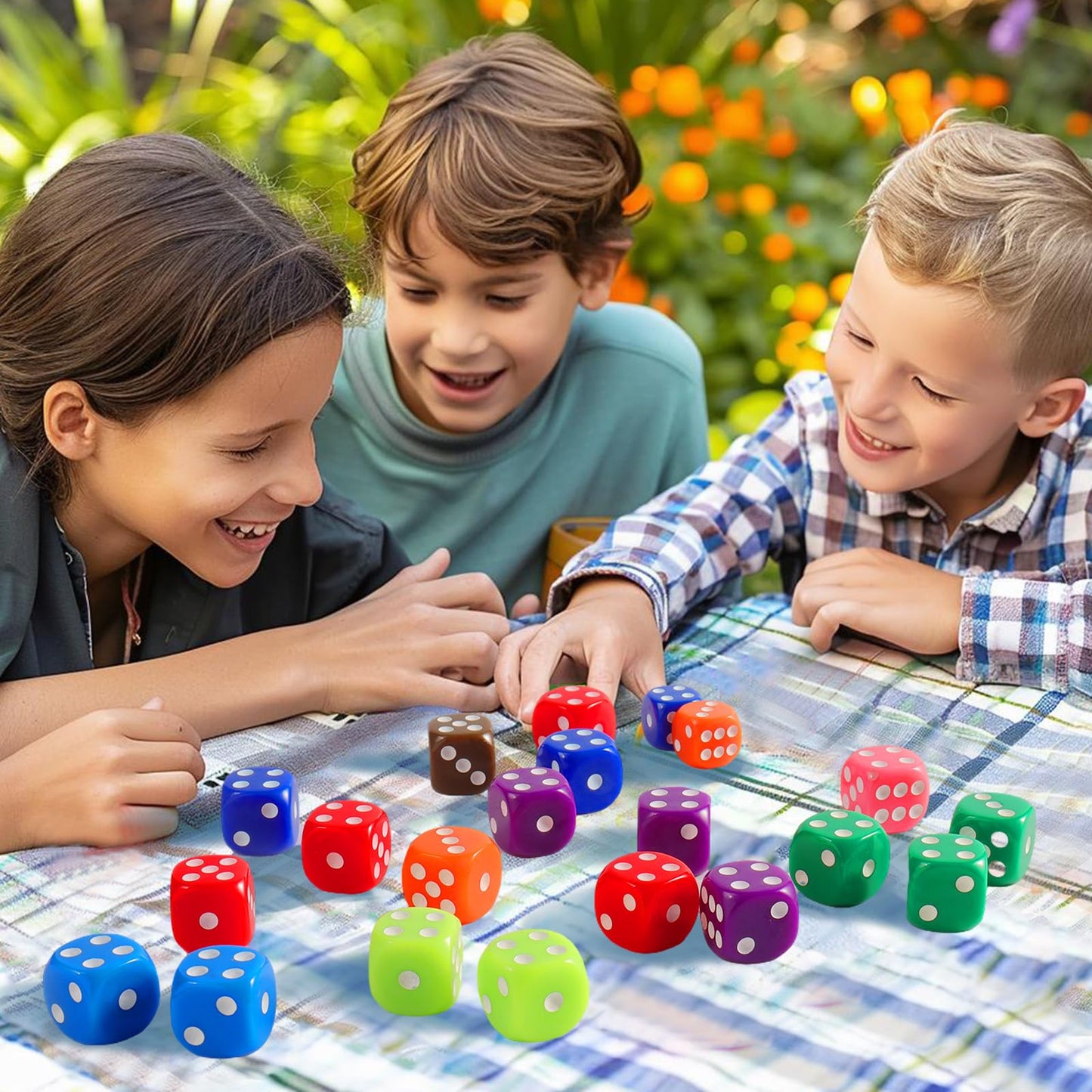 16MM Standard 6 Sided Dice Set, 50 Pieces Colorful Dice for Board Games, Classroom Math Bulk Game Dice, Make Entertainment More Exciting