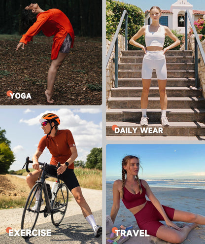 GAYHAY Biker Shorts Women with Pockets - 3"/5"/8" High Waisted Soft Tummy Control Workout Shorts for Yoga Fluorescent Orange