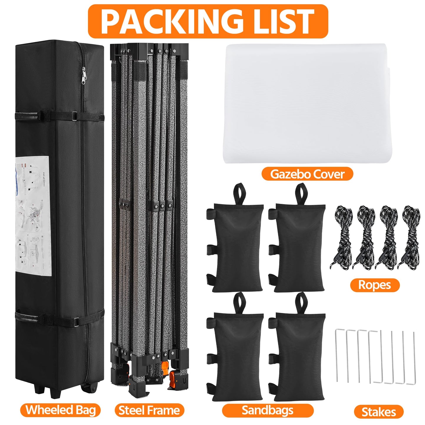 Yaheetech 10x10 Pop up Canopy Tent, Commercial 150D Silver Coated Fabric Outdoor Instant Tent w/Wheeled Bag, 4 Sandbags, 8 Stakes & 4 Ropes for Parties, Camping, Beach, White