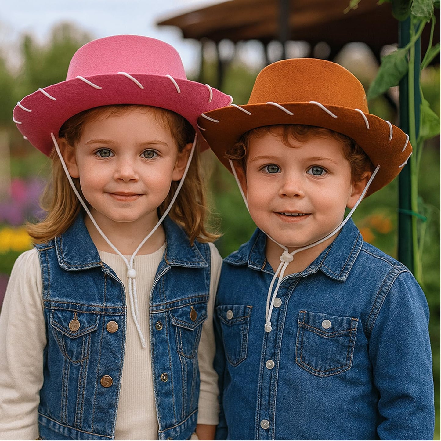 GiftExpress Brown Felt Cowboy Hat with Chin Strap - Cowgirl Costume Accessory for USA Western Rodeo Theme Party & Pretend Play - Young Boy & Girls, Child Size