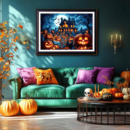 Halloween Haunted House 1000 Piece Jigsaw Puzzle for Adults - Spooky Night Graveyard Scene Challenging 1000-Piece Puzzle for Adults & Teens - Premium Quality with Reference Poster