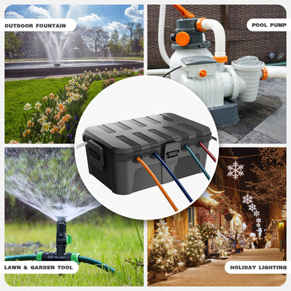 Flemoon Large Outdoor Electrical Box (12.5 x 8.5 x 5 inch), IP54 Waterproof Extension Cord Cover Weatherproof, Protect Outlet, Plug, Socket, Timer, Power Strip, Holiday Light Decoration, Black