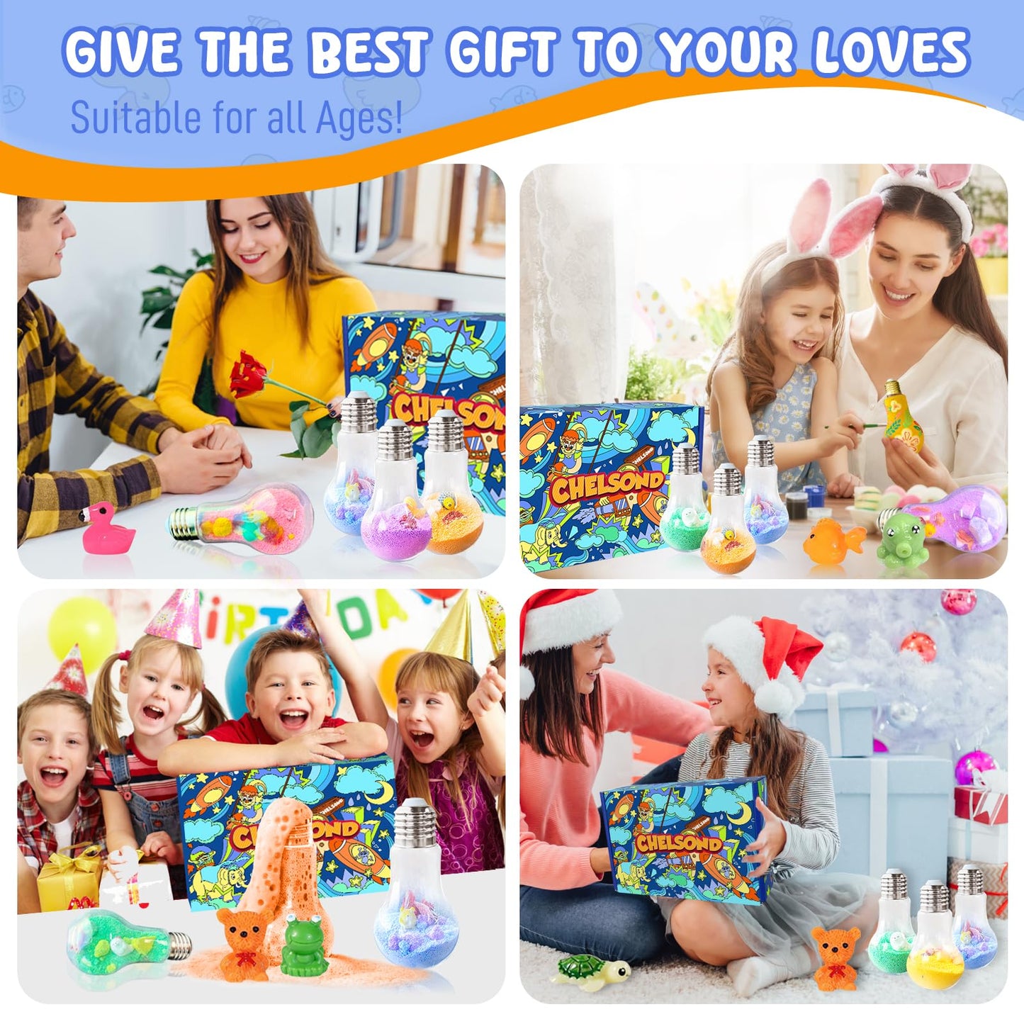 Kids Bath Bombs Potions with Surprise Inside: 6 Pack Organic BathBombs with 12 Mini Toys Easter Gift Set Rich in Natural Essential Oils, Fun Science Toddler Bath Bombs Fizzies for Dry Skin Moisturize