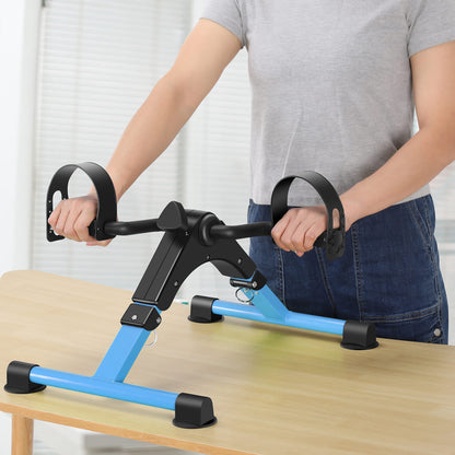 Folding Exercise Bike Pedal Exerciser Portable Desk Bike with LCD Display for Arms and Legs Workout (BLUE)