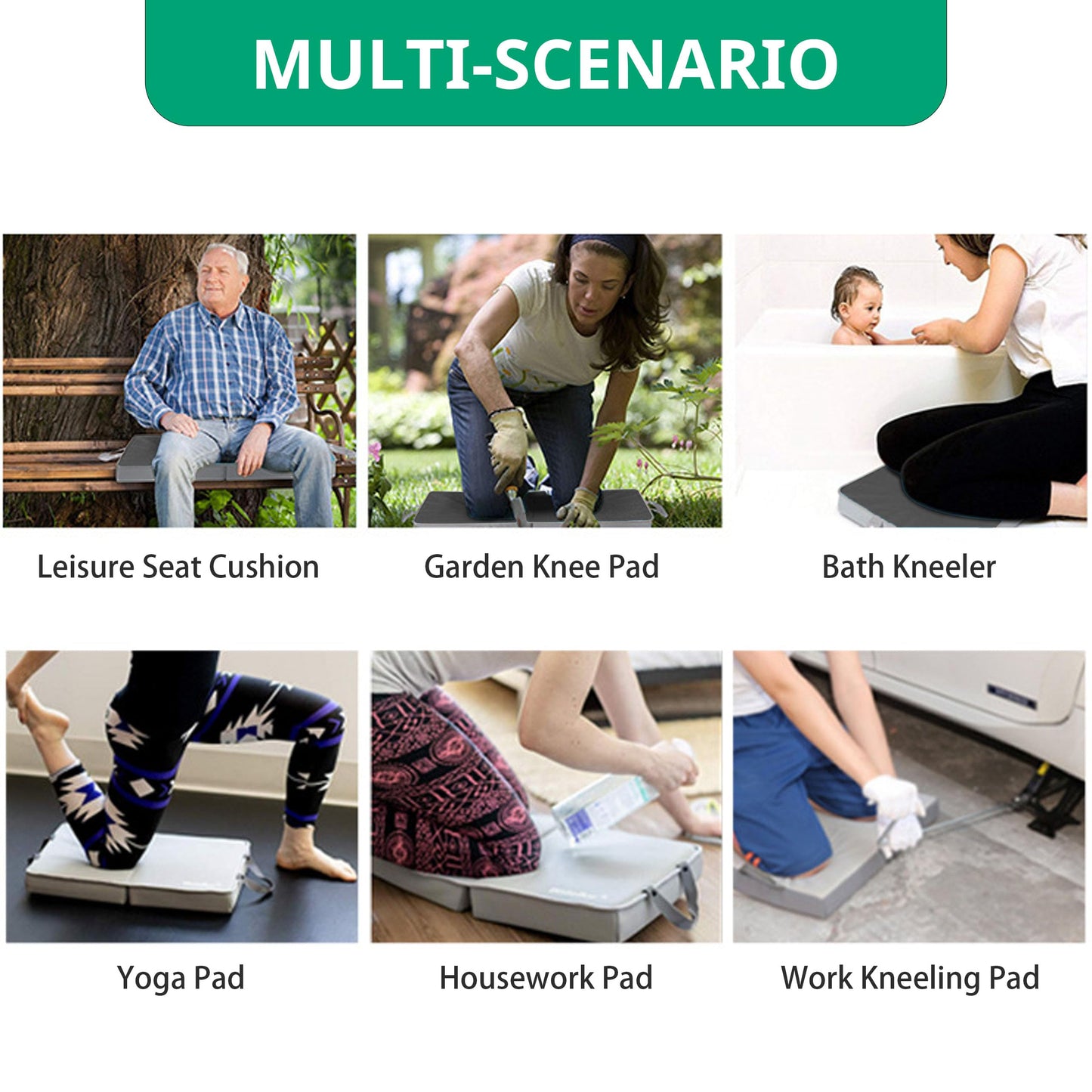 ECODESEO Extra Thick Kneeling Pad, Bath Kneeler Pad, Garden Kneeling pad for Women, Water Resistant Memory Foam Cushioning for Yoga, Bathing, Physical Therapy, Prayer Pillow, Dark Gray, Medium