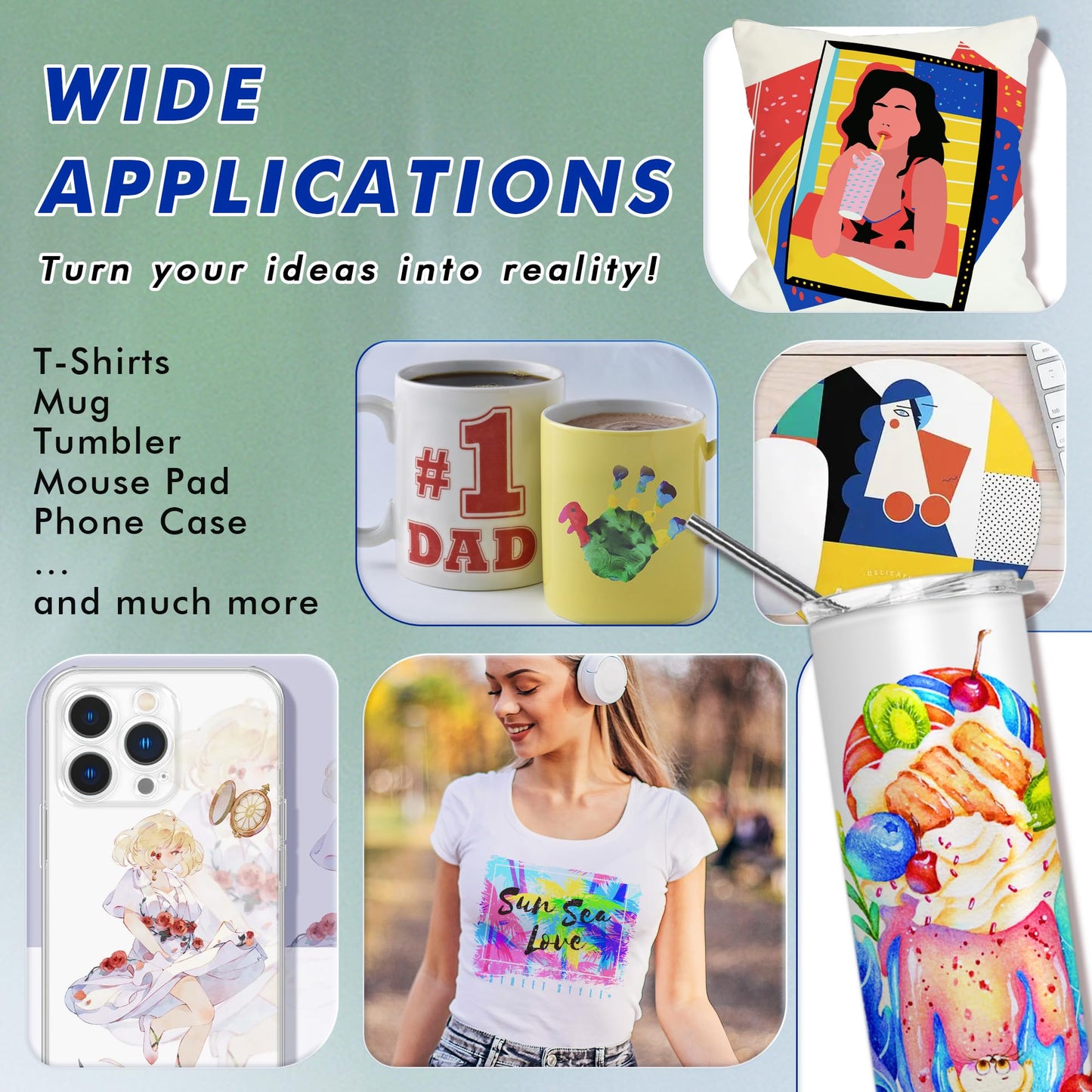 A-SUB 480ML Sublimation Ink Refill Compatible with ET-2720 ET-2760 ET-4760 ET-2800 ET-2803 ET-2850 ET-3760 WF-2830 WF-7710 Inkjet Printers for Heat Transfer Mug, Tumbler, T Shirts