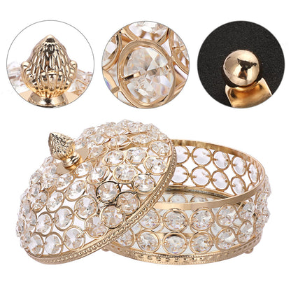 Hipiwe Crystal Jewelry Box Jewelry Trinket Organizer Box Gold Treasure Box Luxury Home Decor Ring Earrings Storage Holder Keepsake Box for Women,X-Large