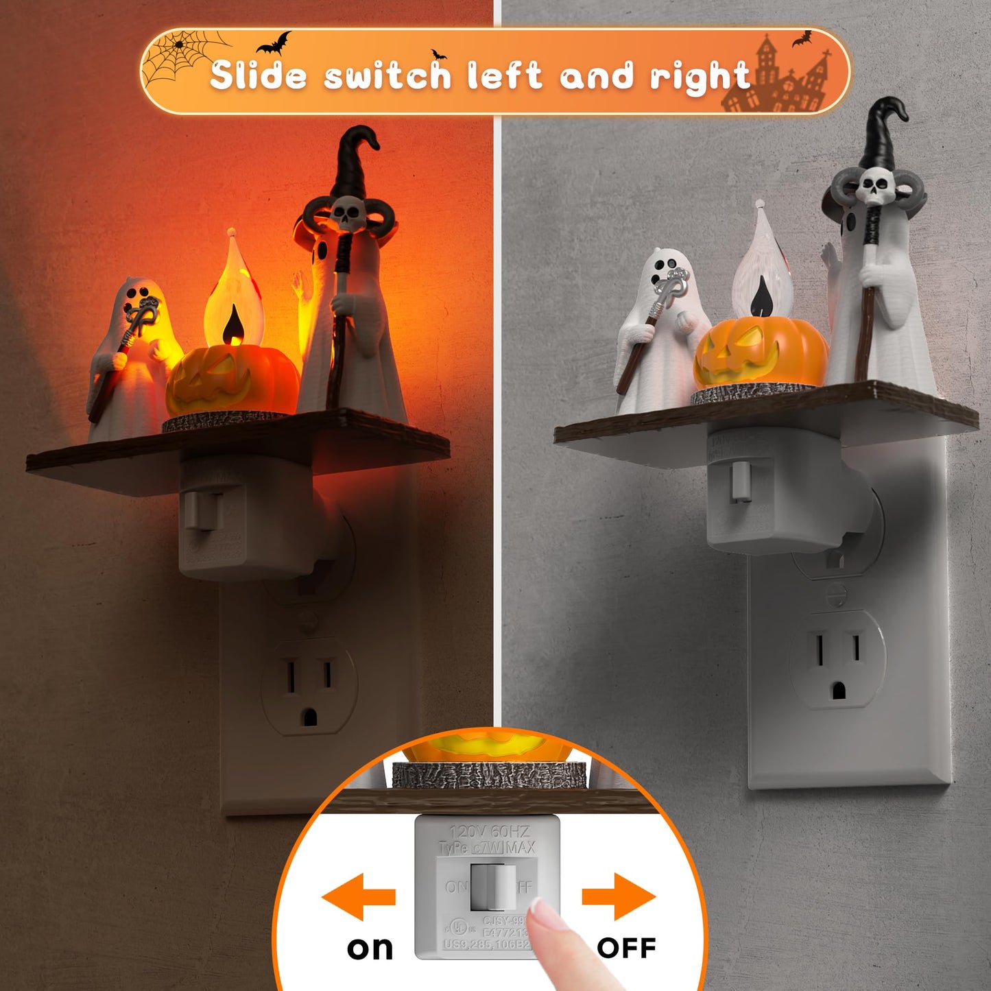 L LOHAS LED Halloween Night Light,Ghost Campfire Nightlight,Campfire Flickering Night Lights Plug into Wall,Halloween Decorations for Party,Adults,Kids,Gift